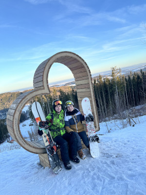 Já s Matym na snowboardech
